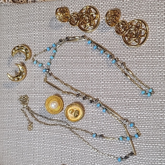 17-Item Gold & Turquoise Jewelry lot: J.Crew, Stella & Dot, V.S, Chico's & more!